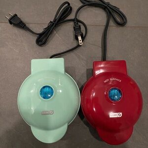 Dash Brand New Mini Heart Waffle Maker Red and Dash Brand New Mini Burger Press